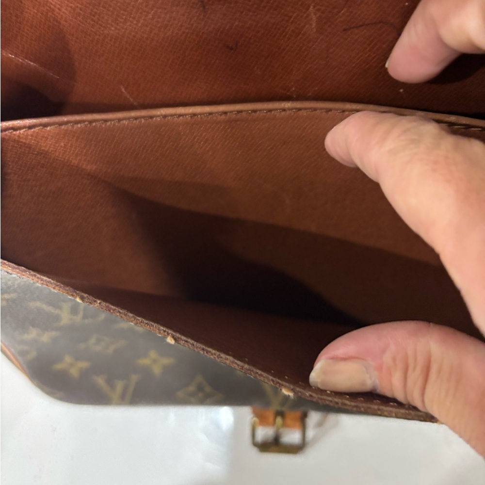 Louis Vuitton Cartouchiere MM Monogram Crossbody Bag Vintage Leather Strap - Picture 6 of 11